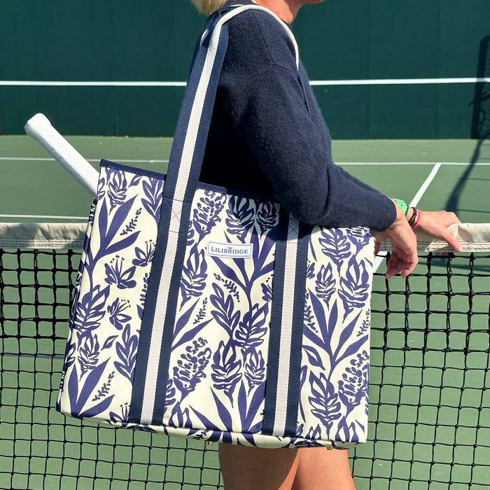 tennis bag in island garden navy print