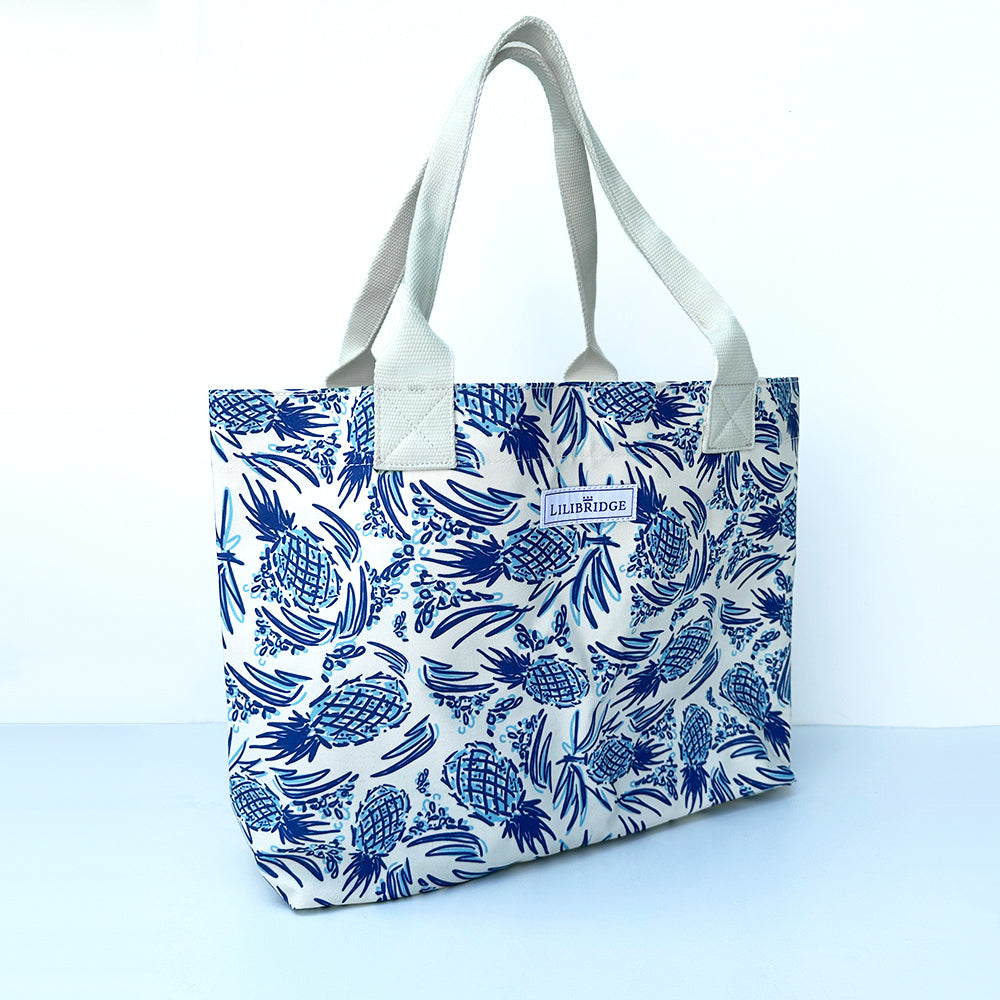 The Live and Love Tote, Signature Pineapple, Coated Canvas
