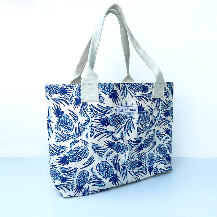 The Live and Love Tote, Signature Pineapple, Coated Canvas
