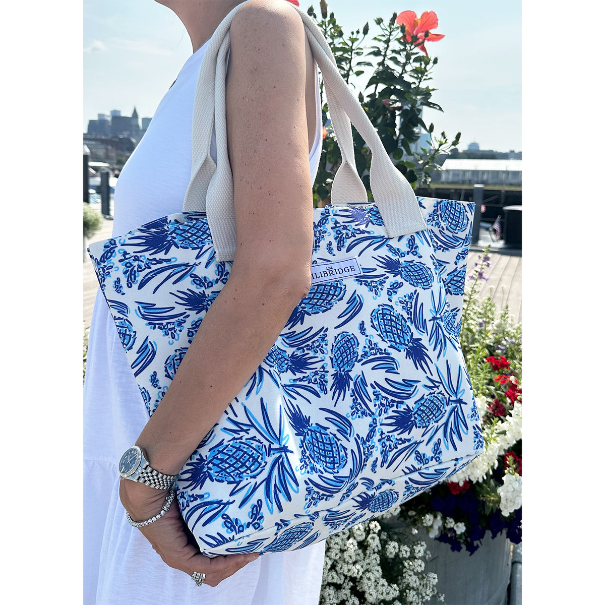 The Live and Love Tote, Signature Pineapple, Coated Canvas