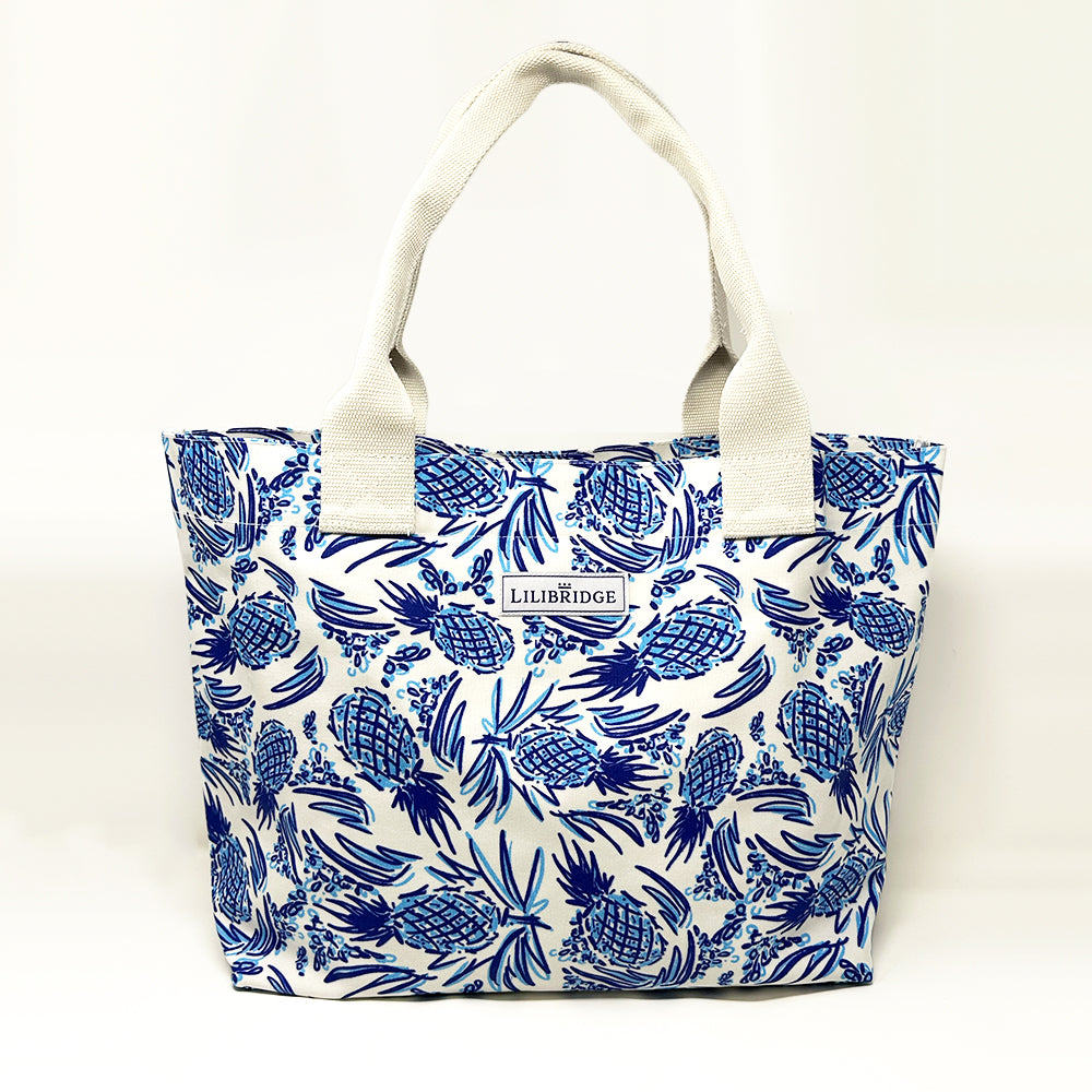 The Live and Love Tote, Signature Pineapple, Coated Canvas