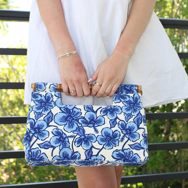 The Bamboo Clutch, Hibiscus Blue