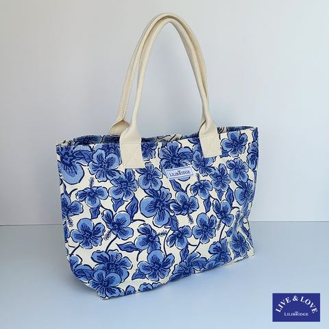 The Live and Love Tote, Hibiscus Blue