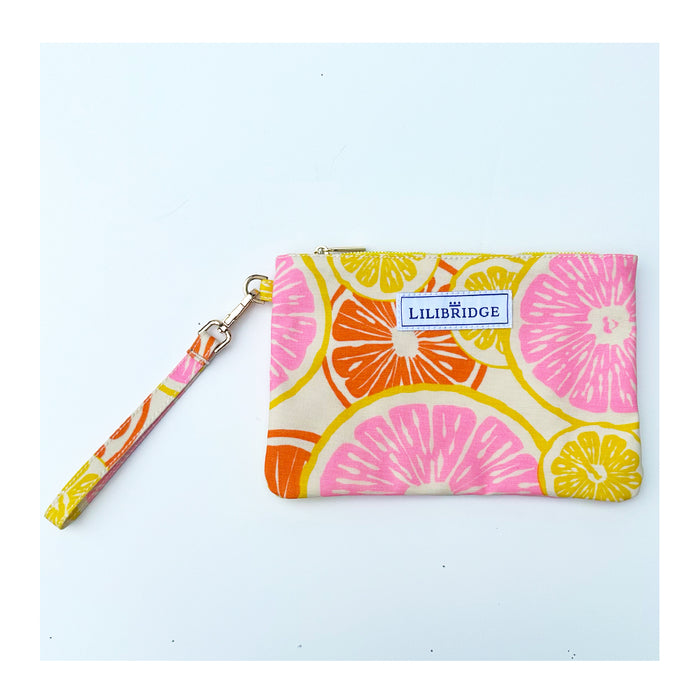 The Wristlet, Slice of Sun, Coated Canvas