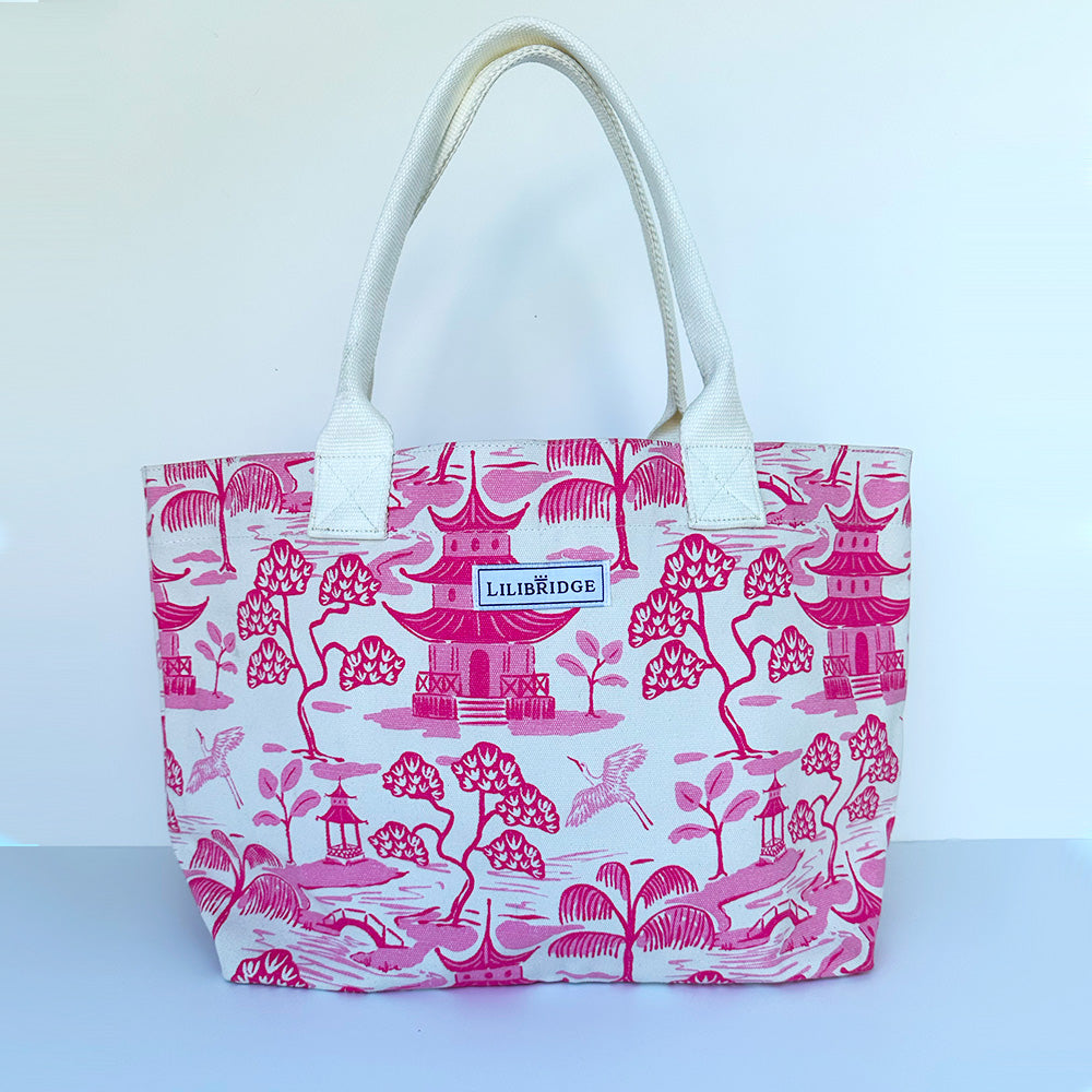 【lovelpie】totebag (pink) The Live & Love Tote, Pink Pagoda – Lilibridge